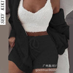 1+1 gratis   3-Delige Set Warme Zachte Fleece Huiskleding Pyjama's