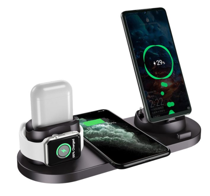 Draadloze oplader voor IPhone Snelle oplader voor telefoon Snel opladen Pad voor telefoon horloge 6 in 1 opladen Dock Station